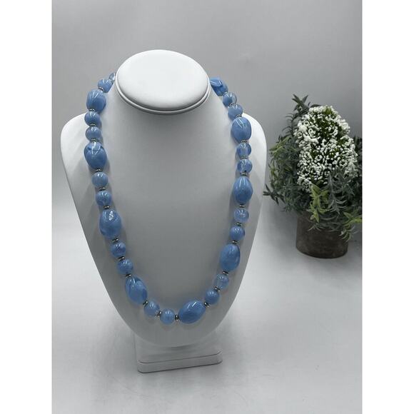 Vintage Hong Kong Swirl Dimension Genuine Lucite One Strand Necklace Tags New - Picture 1 of 12